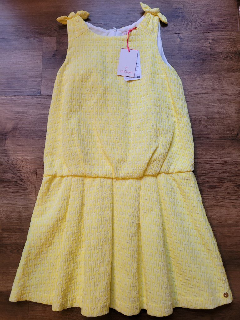 Lili Gaufrette Yellow Girls Dress Sz 12 Nwt